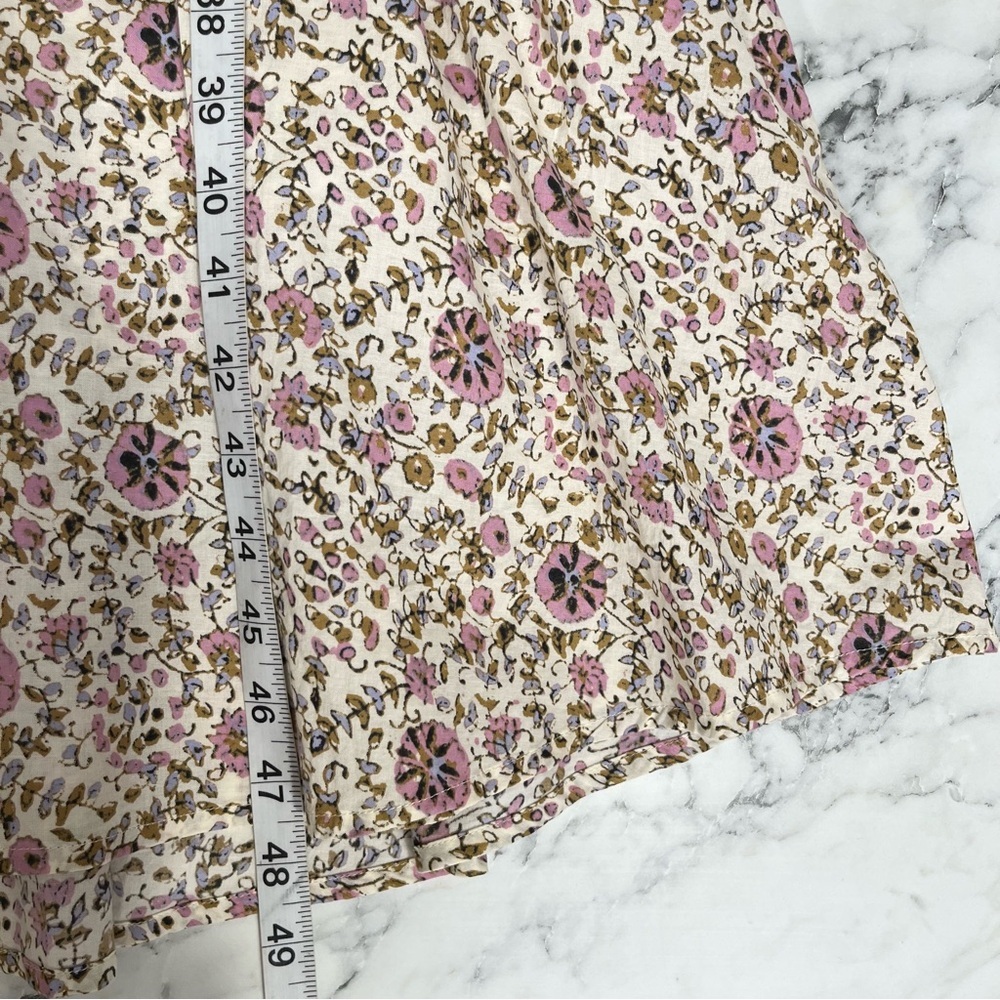 XIRENA isley dress in ivy vines cream pastel pink floral long sleeve ruffles XS - Picture 7 of 16